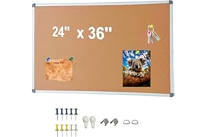 24 x 36 Inch Cork Board Bulletin Board, Large Wall Mounted Notice Board with Silver Aluminum Frame Corkboard with Pins, Horiz