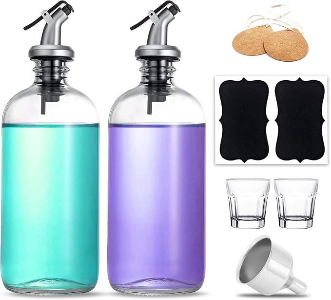 GMISUN Mouthwash Dispenser for Bathroom, Glass Mouthwash Decanter Set