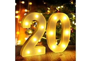 FUNSKY 20th Birthday Decorations for Women Men,Happy 20 Year Old Birthday Decorations for Centerpieces Table,20 Light Up Numbers Sign Led for Party Backdrop Wall Decor for Wedding Anniversary Home