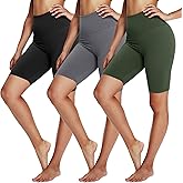 3 Pack Biker Shorts for Women – 8" Black High Waisted Tummy Control for Gym Workout Athletic Cheerleading Yoga