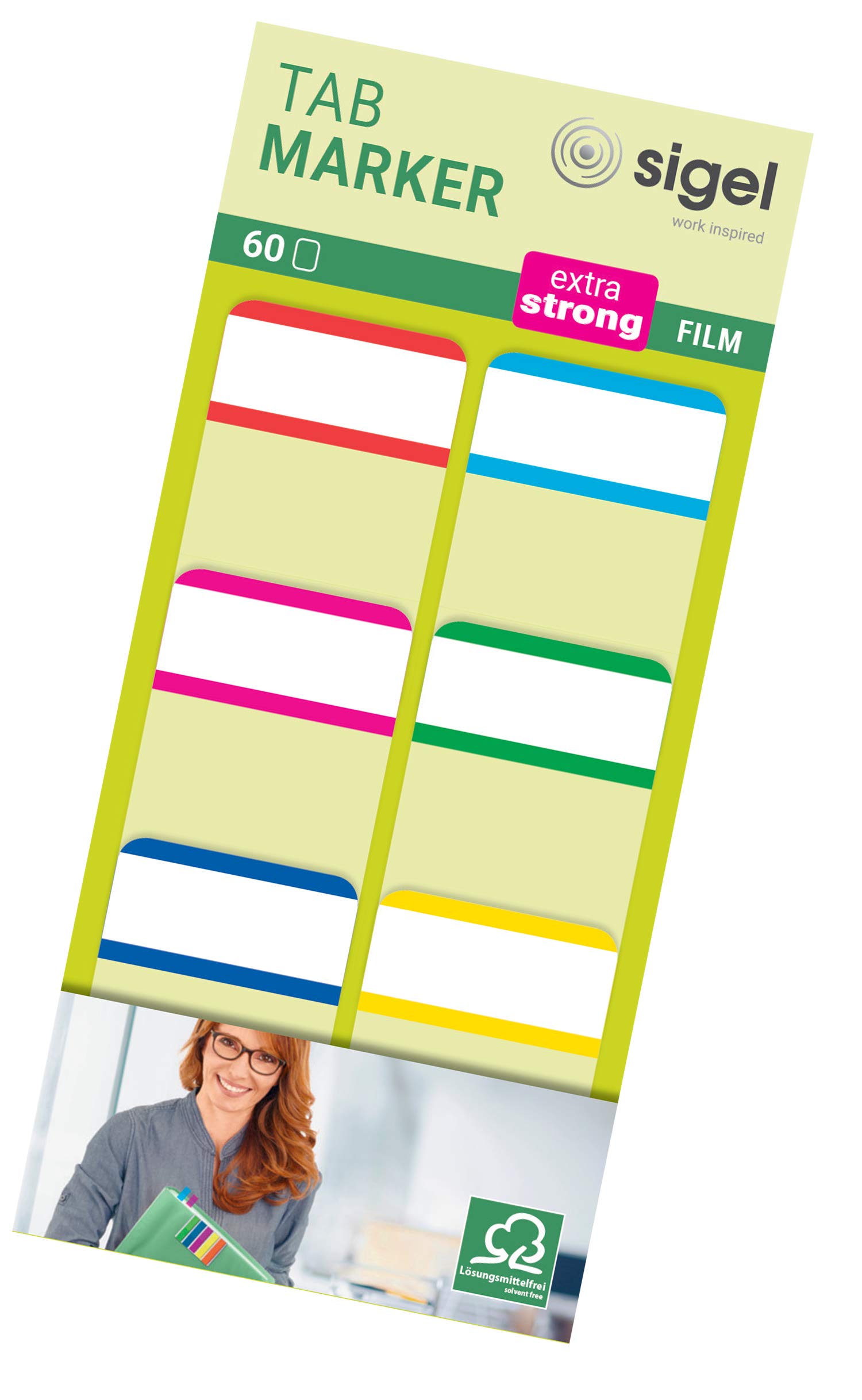 SIGEL HN201 Tab Marker Basic, extra strong, 6 x 10 sheets, Red/Magenta/Blue/cyan/Green/Yellow