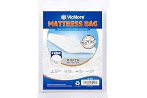 VICMORE 2-Pack Queen Mattress Bags for Moving & Storage – 4 Mil Heavy-Duty Plastic Mattress Cover, Tear-Resistant & Odorless, Reusable & Recyclable