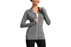 PINSPARK Lightweight Workout Jackets Womens Full Zip Slim Fit Athletic Running Jacket with Thumb Holes