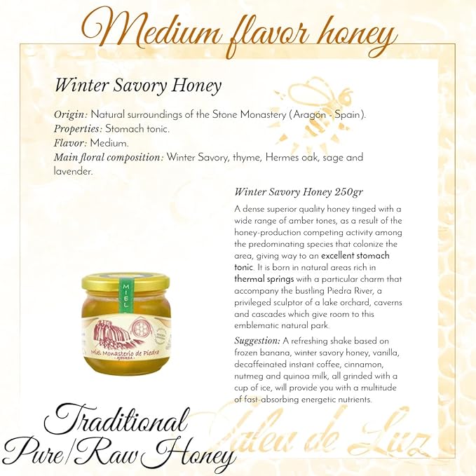 Jalea de Luz Miel Cruda Pura de Ajedrea - 250 gr.: Amazon.es: Alimentación y bebidas