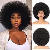 G&T Wig 70's Afro Curly Wigs for Black Women Glueless Wear and Soft Black Afro Wigs Large Bouncy and Soft Natural Looking Full Wigs for Daily Party Cosplay Costume Halloweeen(1B)