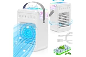 VERMINGET Mini Air Conditioners Portable for Room,180° Oscillating Portable Air Conditioners, Small Mini AC with Timer,4 Speeds 2 Cool Mist,Small Room Air Conditioners for Room Office Kitchen