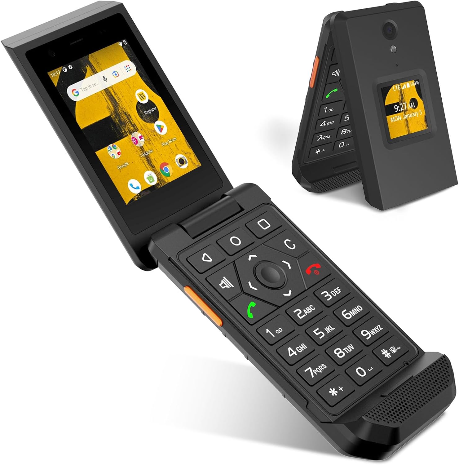 S22 Rugged Flip Phone Unlocked (16GB) 2.8" Touchscreen Smart Cell Phone Android 11, IP68 Water Resistant, 4G LTE GSM Single Sim (Black)