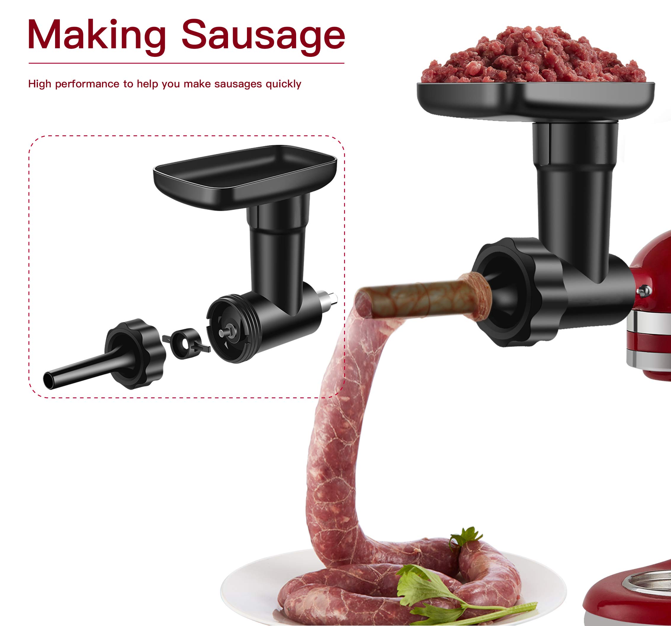 GVODE Fruit and Vegetable Attachment Strainer Set with Meat Grinder for Kitchenaid, Fruits Jucier Vegetables Strainer Attachement, For Kitchenaid Mixer Attachments(Black)