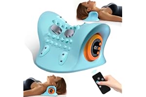 GYSIEN Neck Massager, Neck and Shoulder Relaxer with Heat, 3 Modes, Portable Neck Pillows for Pain Relief and Muscle Relax, 26° Angle Cervical Traction Device for Back, Neck and Shoulder