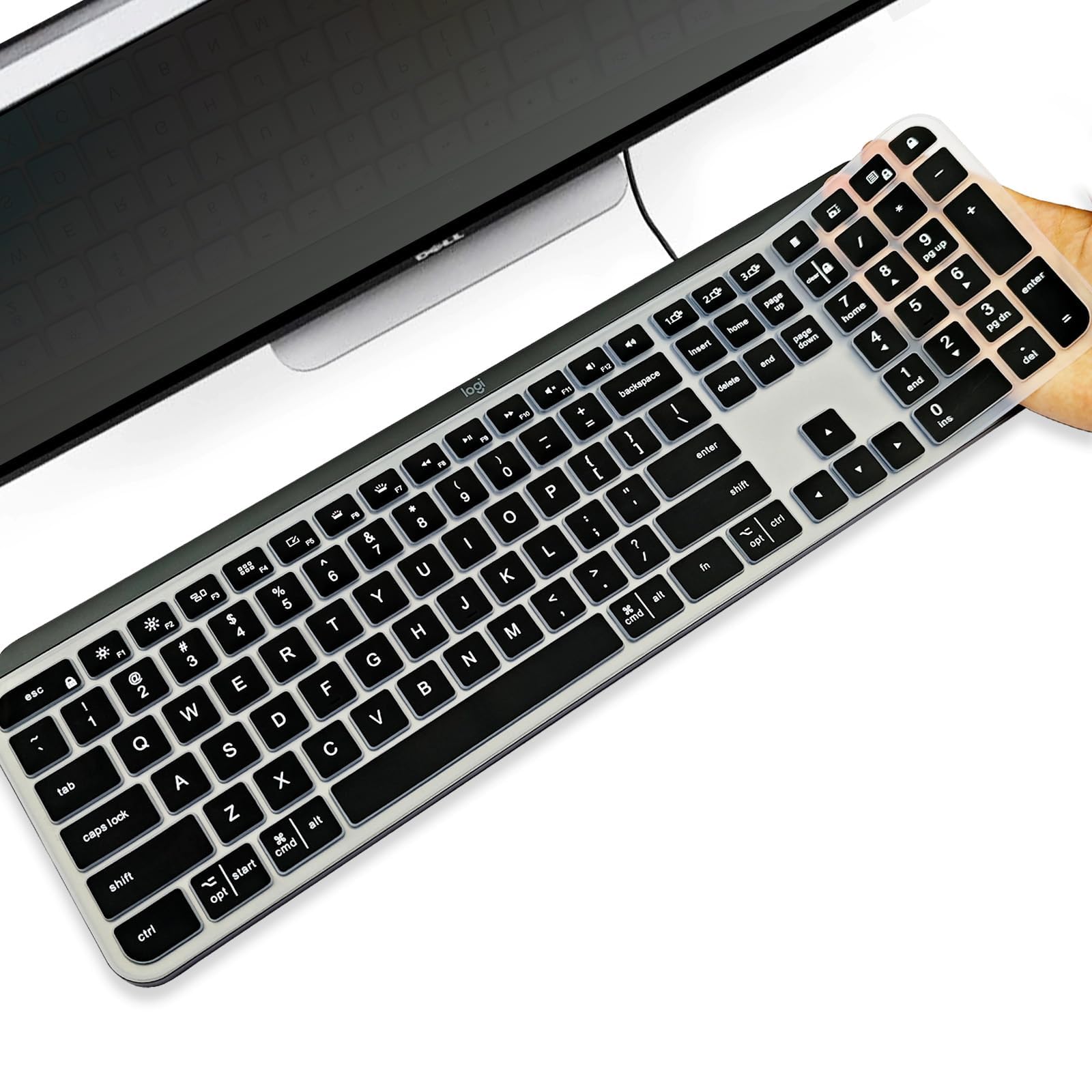 Photo 1 of Premium Ultra Thin Silicone Keyboard Protector,Compatible with Logitech Craft?Logitech MX Ergonomic Wireless Keyboard,US Layout,Waterproof Dustproof (Translucent Black)