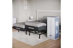 Sven & Son Essential Adjustable Bed Base (Frame) + 14 inch Hybrid Spring Matt (Medium Soft), Easy Assembly, Head and Foot Lift, Memory Positions, Zero Gravity, Wireless Remote - Split King