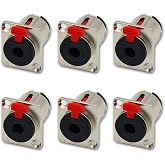 Lingtoolator E-rsyun TRS 6.35mm 1/4" Female Jack Panel Chassis Lock Socket Audio Connector Chassis Mount Pack of 6