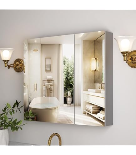 Ebern Designs Armoire à Pharmacie 20 Po X 26 Po Avec Miroir à Fixation En Surface Ou Salle De Bain Encastree En Aluminium C111581722