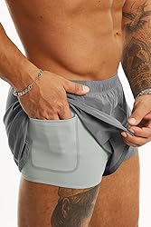 Ouber Men's Running Shorts with Liner 2'' Workout