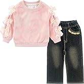 Peacolate 2-7T Spring Fall Summer Little Girls 2pcs Clothing Set T Shirt and Jeans