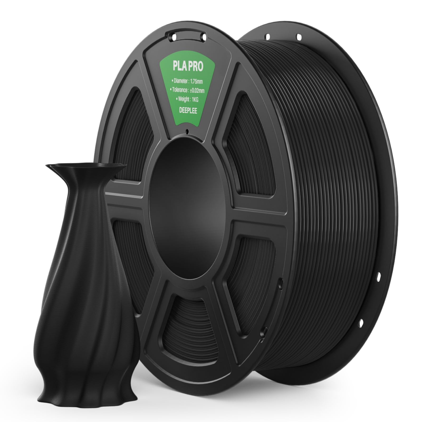 DEEPLEE PLA PRO Filament 1.75mm, Stärkere Zähigkeit 3D Drucker Filament, PLA Filament Maßgenauigkeit ±0.02 mm, Sauber gewickelt, Einfach zu Drucken, Passend für die meisten FDM 3D Drucker, Schwarz 1KG
