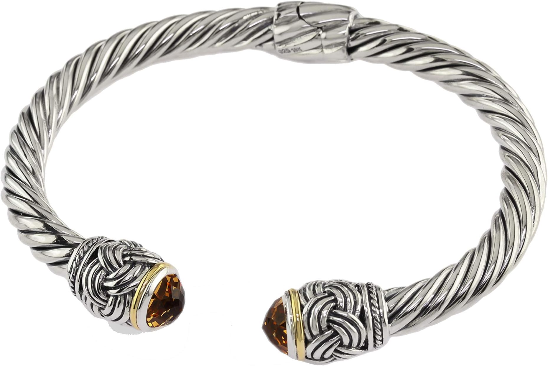925 STERLING SILVER/18K YELLOW GOLD CITRINE BANGLE