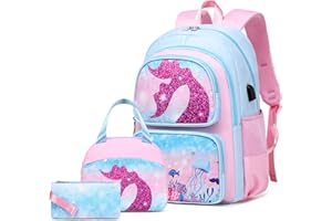 DIGOBAY Kids Backpacks Set, 3pcs School Backpack with Lunch Box, Cute Toddle Bookbag for Kindergarten Elementary School