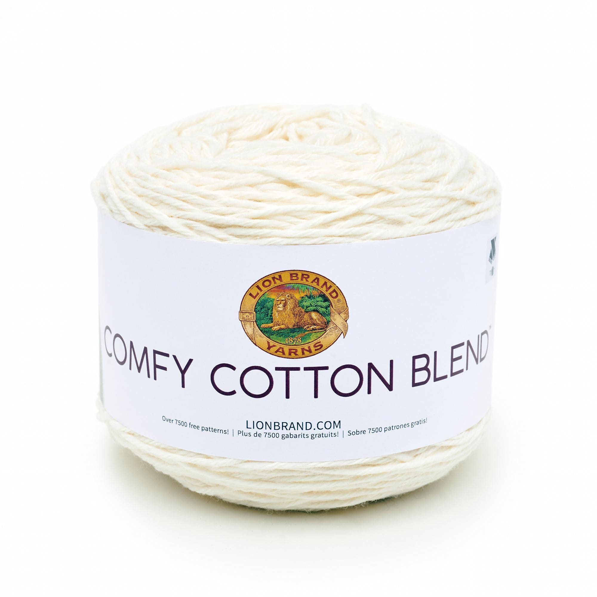 Lion Brand Yarn (1 Skein) Comfy Cotton Blend Yarn, Whipped Cream