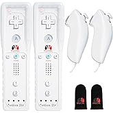 Digital Dynasty 2 Pack Motion Plus Wii Controller with Nunchuks - Wii Remote with Nunchuks Compatible with Nintendo Wii & Wii U (White)
