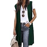 ZXZY Long Vest for Women Sleeveless Knit Cardigan Open Front Draped Sweater Duster Casual Lightweight Outwear Vests