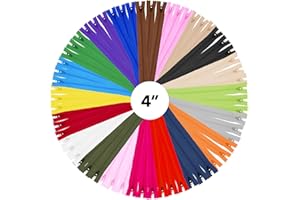 Nylon Zippers for Sewing, 4 Inch 100 PCs Bulk Zipper Supplies in 20 Assorted Colors; by Mandala Crafts