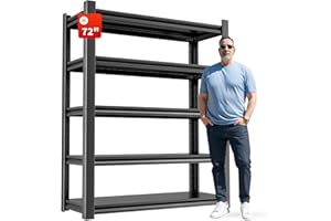 OLLRRACT Storage Shelves Garage Shelving Heavy Duty - 72''H Garage Shelves Adjustable 5 Tier Metal Shelving Unit Storage Rack Shelving Industrial Utility Shelf 16" D x36 W x72 H