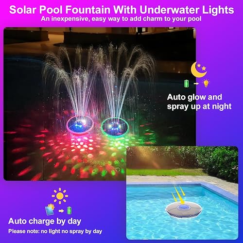 2024 Upgraded Solar Floating Pool Fountain – Pond Water Fountain With LED Light Show