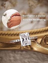 Oivley 3CT Radiant Cut Engagement Rings for