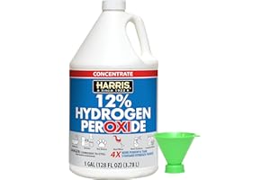 HARRIS 12% Concentrated Hydrogen Peroxide, 128oz, for Kitchen, Bath, Laundry, Home and Garden with Easy Fill Funnel