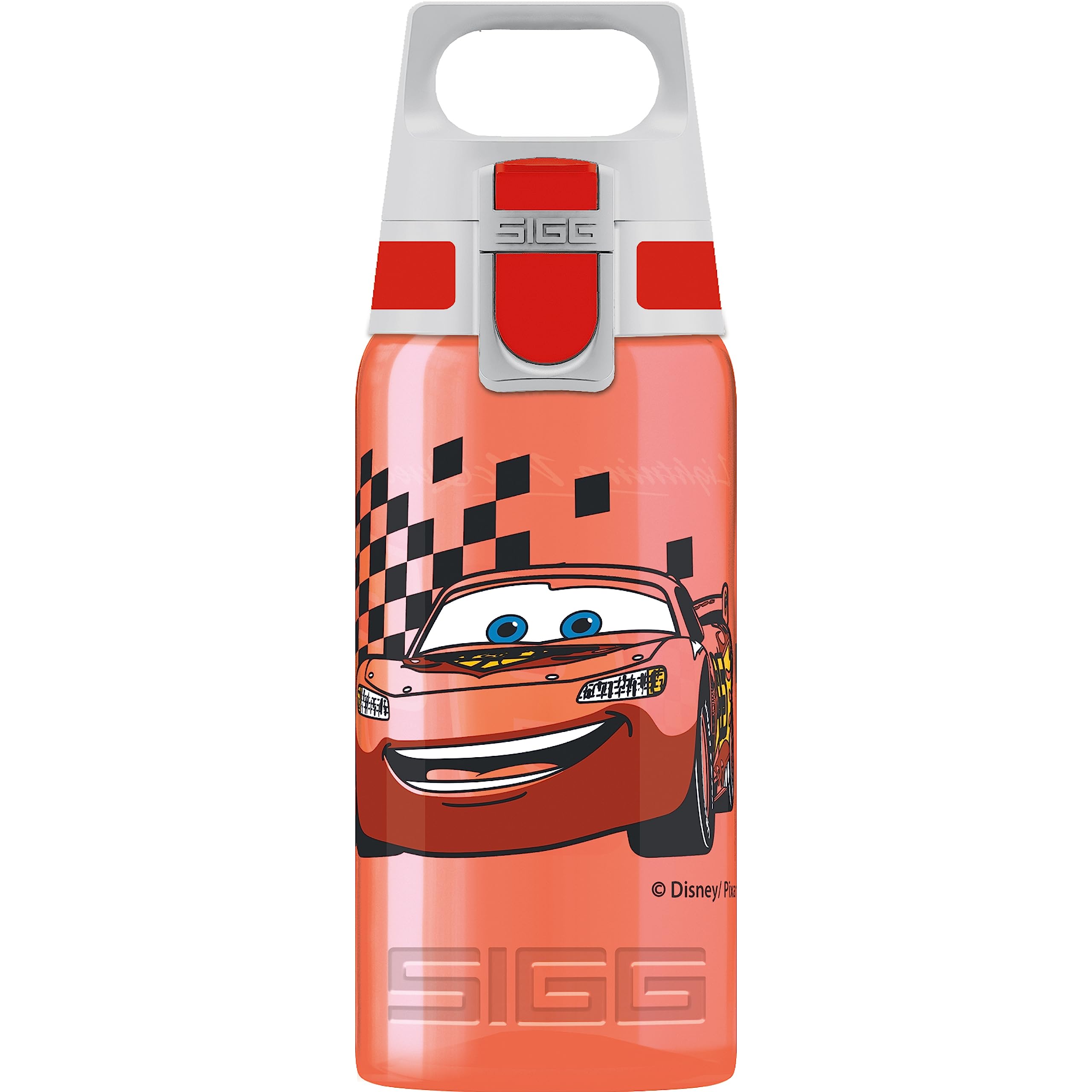 Sigg - Sports Water Bottle For Kids - Viva One Cars (Disney) - Suitable For Carbonated Drinks - Leak-Proof - Dishwasher Safe - BPA Free - For School & Sports - Red - Lightning McQueen Design - 0.5L