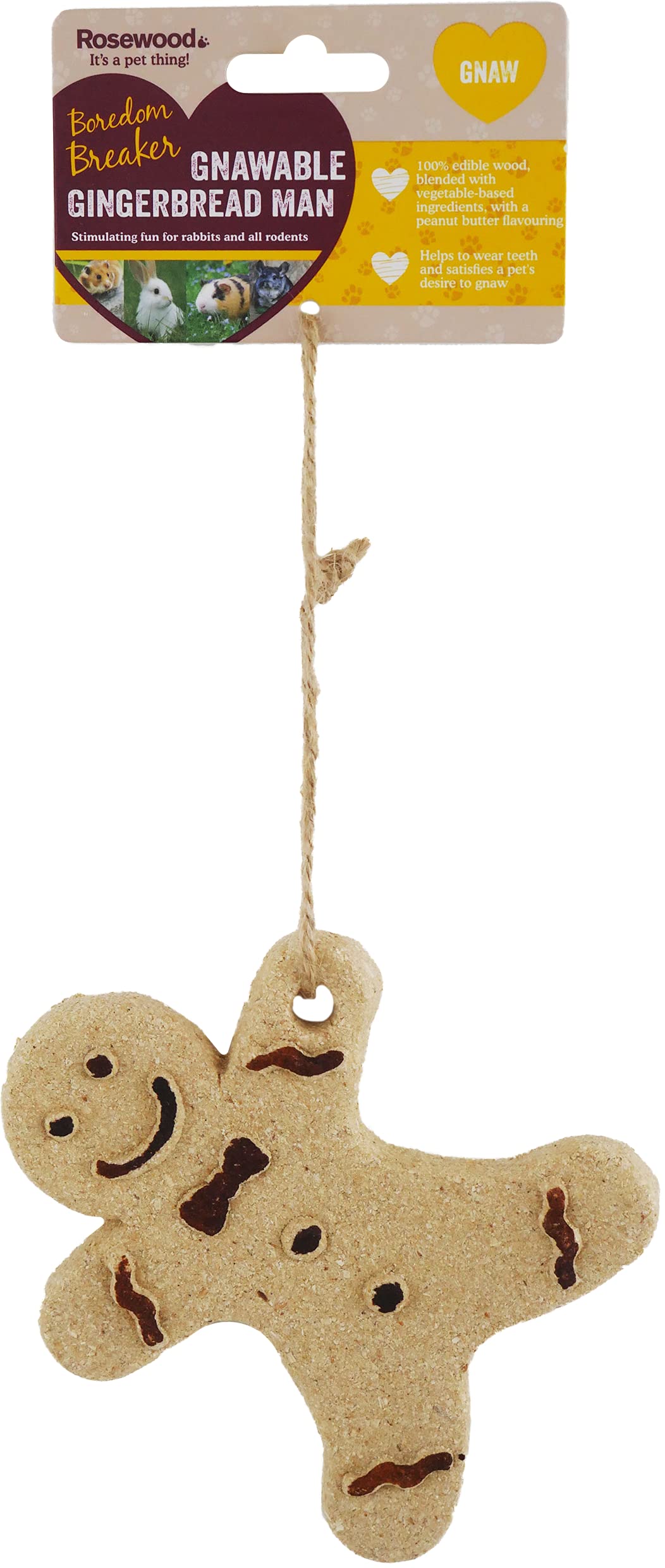 Rosewood Boredom Breaker Gnawable Gingerbread Man, Rabbit Treats & Small Animal Treats, 6 Pieces