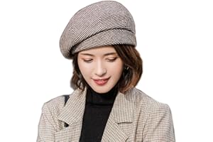 YSJOY Womens Elegant Double Flower 100% Wool Pillbox Hat Fascinator Hat Beanie Hat