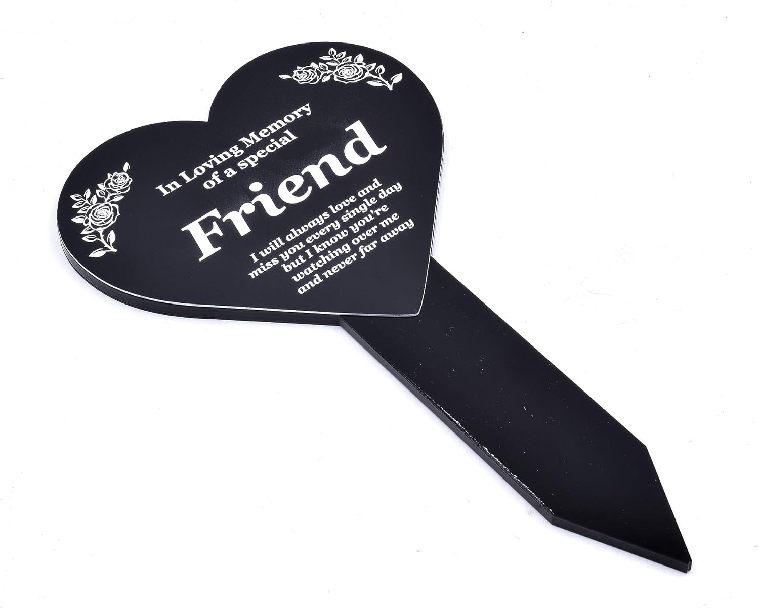 Special Friend Memorial Remembrance Plaque Stake, HEART SHAPE, Black and White, Waterproof, Outdoor, Grave Marker, Tribute - Image 3