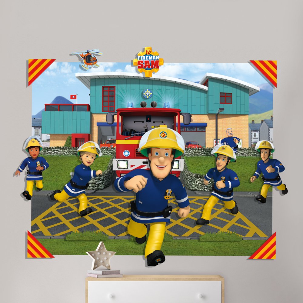Fireman Sam 3D Pop Out Wall Decoration, Paper/Card, Multi-Colour, 152 x 1 x 121 cm