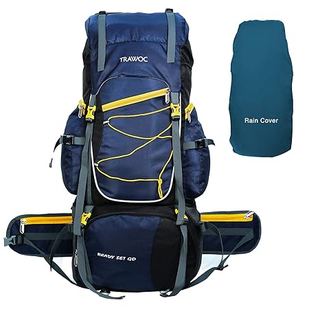 trawoc 75 liter travel backpack for hiking trekking bag camping rucksack bhk002 1 year warranty blue