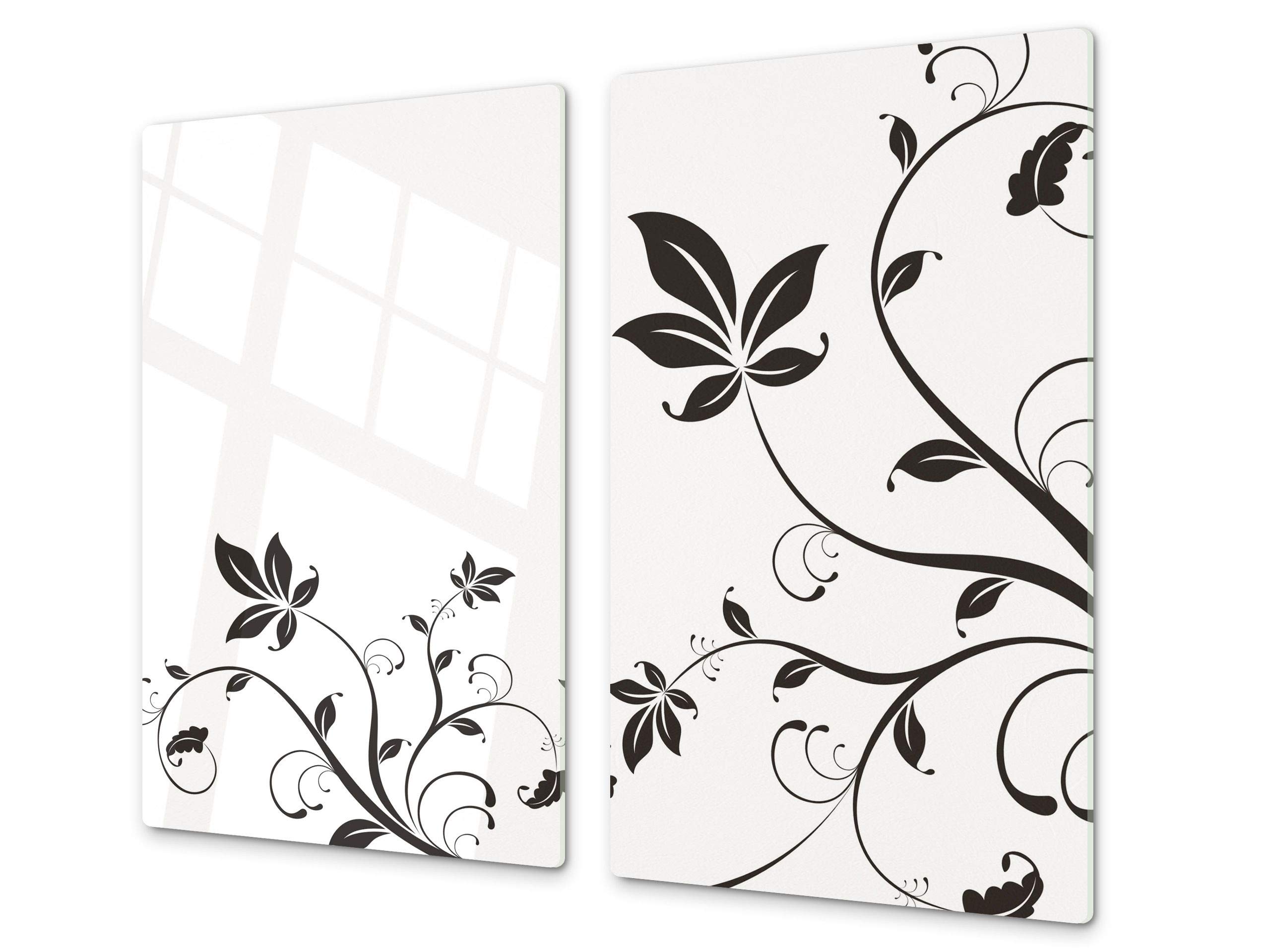Tempered Glass Chopping Board – Glass Cutting Board and Worktop Saver; Measures: Single: 23,62” x 20,47”; Double: 2 x 11,81” x 20,47”; D06 Flowers Series: Flower 5