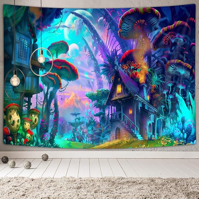 NYMB Psychedelic Mushroom Tapestry Fantasy Plant Magical Forest