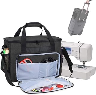 Teamoy Nähmaschinentasche, Nähmaschine Transport- und Aufbewahrungstasche für Unterwegs, Reisetasche für Nähmaschine und Andere Zubehörs, Schwarz