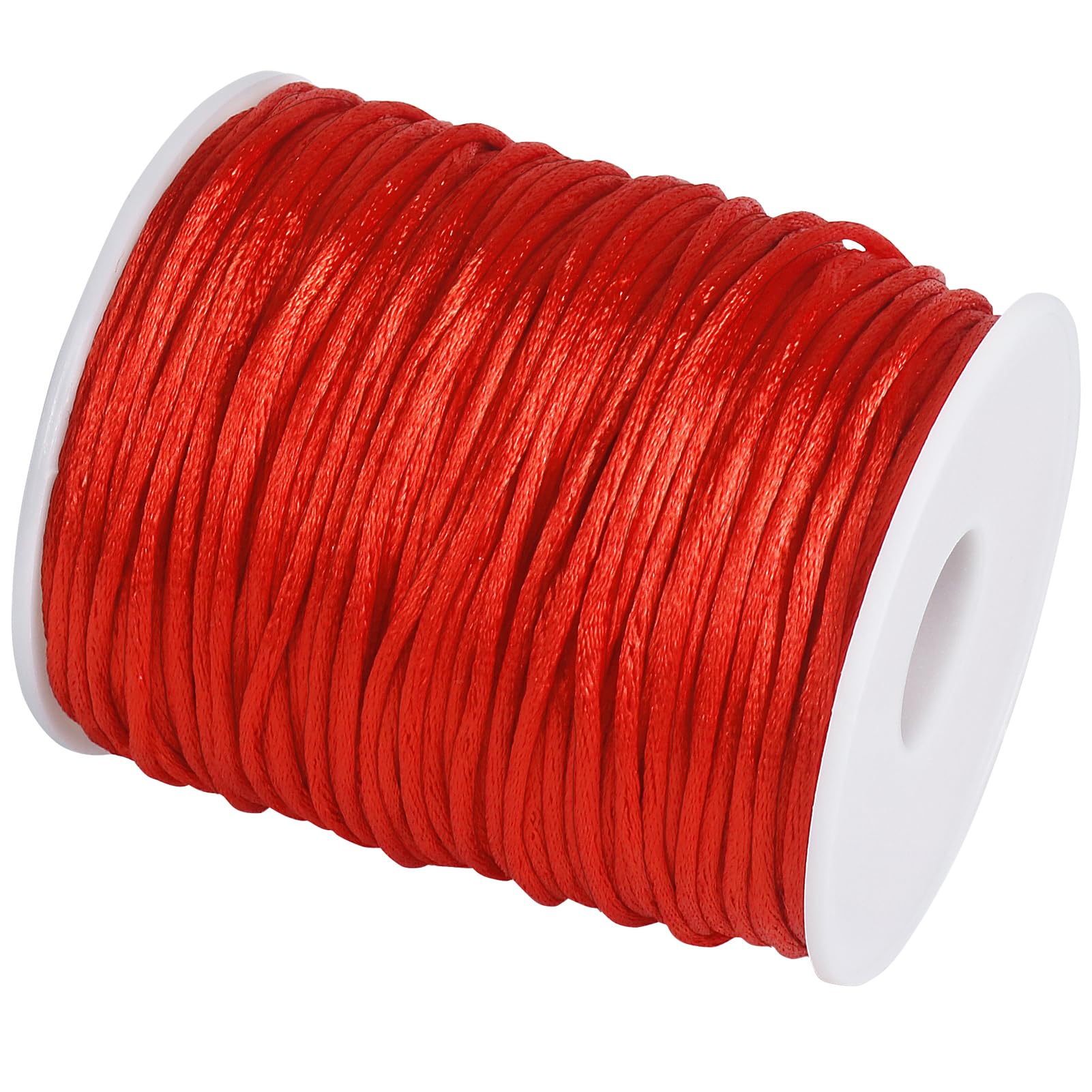 Tenn Well 2mm Bracelet String, 90m Red Satin Nylon Cord for Bracelet Necklaces Jewelry Making, Beading, Knotting, Binding, Wrapping and Crafts