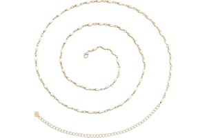 PEARLADA 18k Gold Waist Chain Belt for Women, Adjustable Waist Beads Beach Bikini Belly Chain