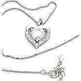 Luxury 18kt White Gold Diamond Heart Necklace Pendant 2 carat Heart Shape Diamond Pendant Sterling Silver Diamond Necklace for women Jewelry for Valentine Gift for her 60th Diamond Anniversary Gifts