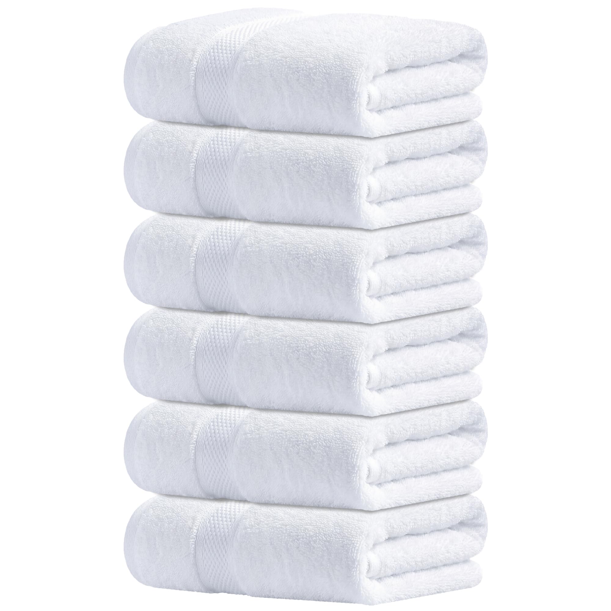 Infinitee Xclusives Premium White Cotton Hand Towels 6-Pack (40 x 72 cm) – 100% Cotton, Super Absorbent, Quick-Dry Towels for Bathroom, Hotel, Salon & Gym Use