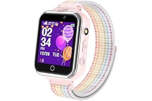 PTHTECHUS Kids Smart Watch, Gifts for Boys Girls Age 6-12, 24 Puzzle Games 2 HD Cameras HD Touchscreen MP3 Music Player Video Pedometer Alarm Clock Smartwatches for Kids Birthday Gift Toys (Pink)