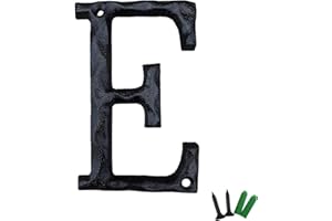 YICC 5 Inch High House Letters, Solid Cast Iron Home Address Letters, Perfect Matching Our 5.5 Inch House Numbers, Black Finished (Letter E)