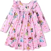 Disney Princess Frozen Elsa Minnie Stitch Floral Toddler Girl Dress A Line Long Sleeve Kids Casual Fall Clothes 2-6 Years