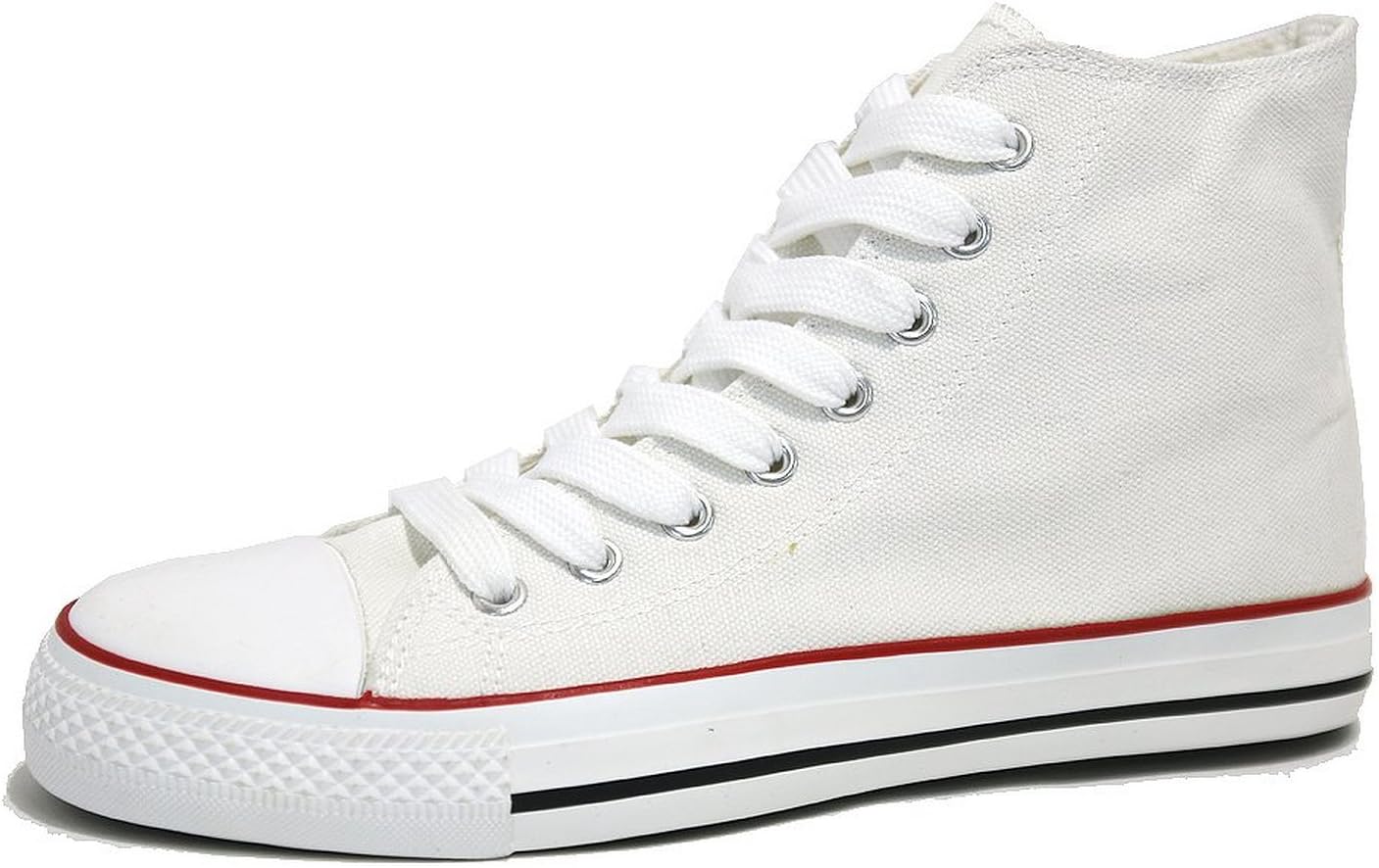 Men's White Canvas High Top Sneakers Basket Ball Lace up Trainers