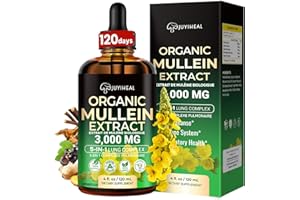 JUYIHEAL 120 mL Mullein Leaf Extract for Lungs, Mullein Drops Herbal Tincture for Lung Cleanse & Flush