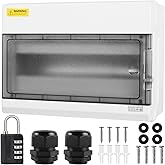 Outdoor Circuit Breaker Box,Power Distribution Box,Circuit Breaker Panels,Sub Panel Breaker Box, Electrical Panel Box with Clear Cover, Bus Bars and DIN Rail for Indoor and Outdoor(SH-18WAY)