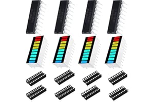 DKARDU 8 pcs 10 Segment LED Bar Graph Display red Yellow Blue Green + LM3914N-1 Dot/Bar Display Driver LED Display Driver Combo Kit with DIP-20 DIP-18 IC Socket for DIY